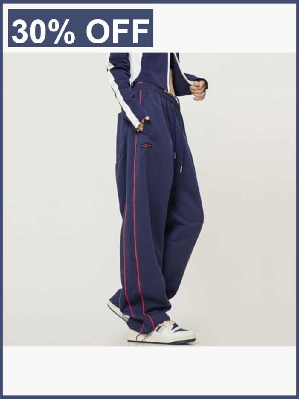 Y2K Baggy Wide Leg Joggers High Waisted Casual Track Pants - Picture 2 of 7